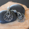 spider and web earrings with faceted labradorite gemstone accent