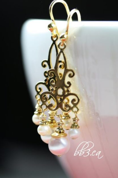 Gold Vermeil Chandelier Earrings with Pearls