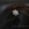 Swarovski crystal silver lily hairpin worn