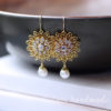 swarovksi gold fililgree sunflower earrings