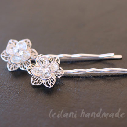 swarovski crystal lily silver hairpin