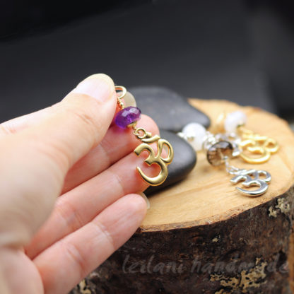 Om Aum symbol pendant and choice of gemstone