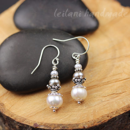 pearl and sterling silver drop earrings