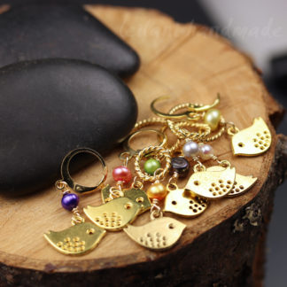 gold birdie stitch markers