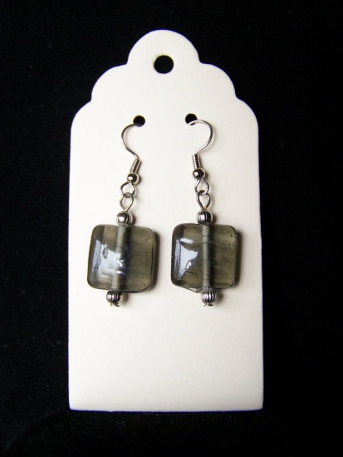 Gray Glass Bead Earrings by Knotted Strings...and Beady Things