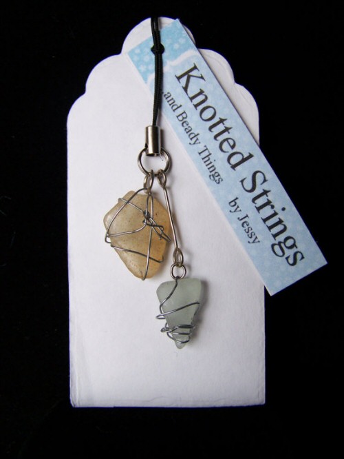 Natural Sea Glass Charm by Knotted Strings...and beady Things