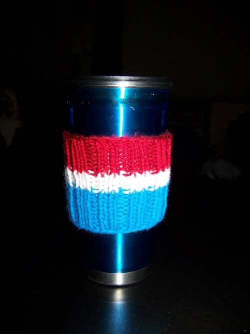 Striped Cup Sleeve by Knotted Strings...and Beady Things