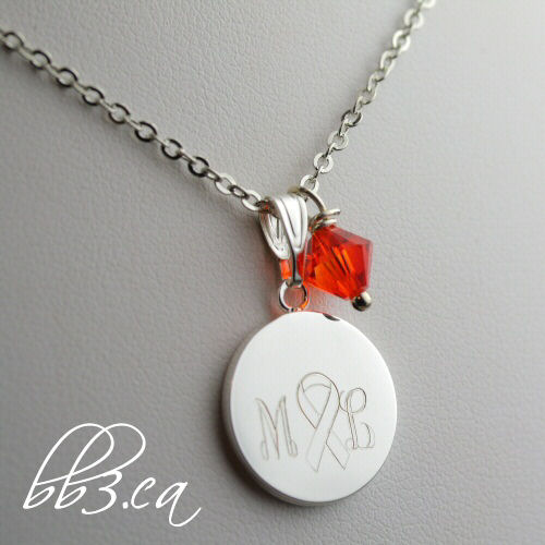 kidney cancer awareness necklace with initials by leilani cleveland