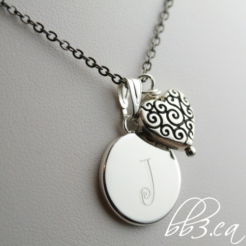 Sweetheart keepsake Necklace manually engraved with Initial