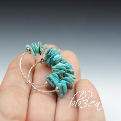 Sterling Silver Turquoise Chip Hoops