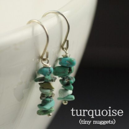 Turquoise stone mini nugget Earrings
