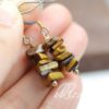 Tiger Eye Chip Earrings with Gold Accent