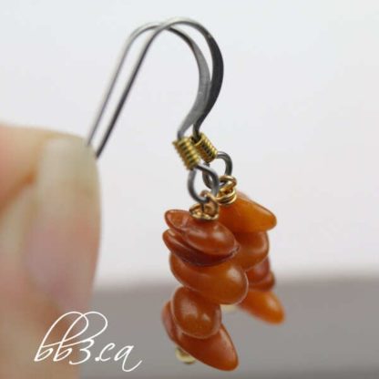 Amber Chip Earrings with Gold Accent