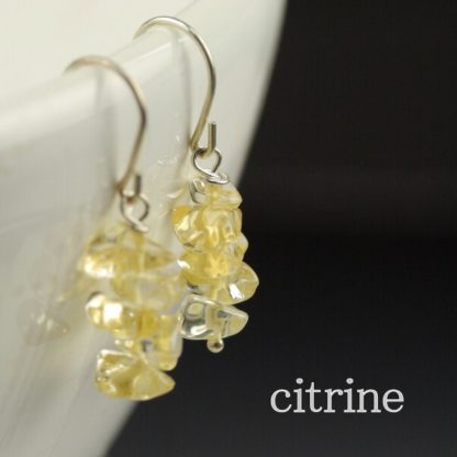 Citrine Gemstone Chip Earrings on Stainless Steel