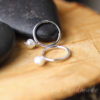 tiny sterling silver hoop earrings with freshwater pearl dangle