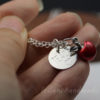Engraved charm TEACH with red apple silver necklace