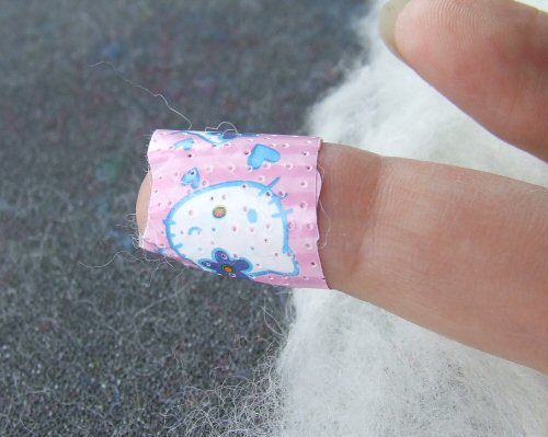 My finger after teaching myself how to needle felt: whoops!