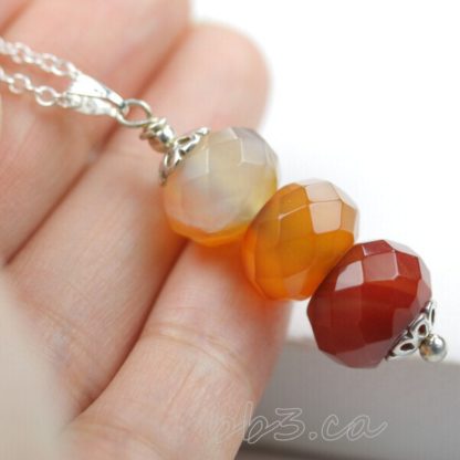 Fire Agate Stack Pendant Sterling Silver Necklace