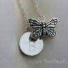sterling silver butterfly necklace with engraved letter charm