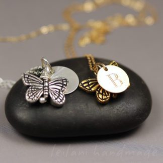 butterfly necklaces personalized with a letter, name or word
