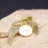 Gold Angel Wings Keychain Bag charm with Monogram