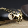 horse charm necklace gold with engraved initial