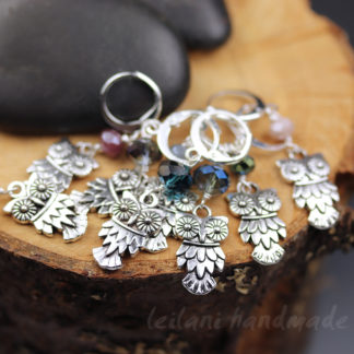silver owl stitch markers
