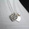 Sterling Silver Brand mother necklace Heart Charms