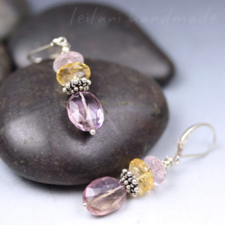 ametrine amethyst and citrine gemstone dangle earrings