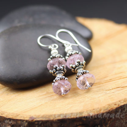 pink amethyst faceted earrings