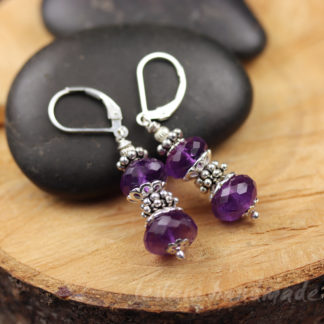 faceted amethyst rondelle earrings