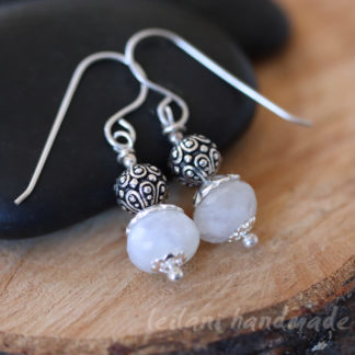 moonstone and pewter sterling silver earrings