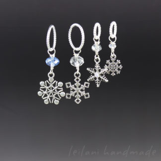snowflake charms stitch markers for knitting in silver