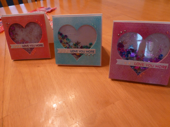 Valentine Shaker Cards for my girls "Love You More"