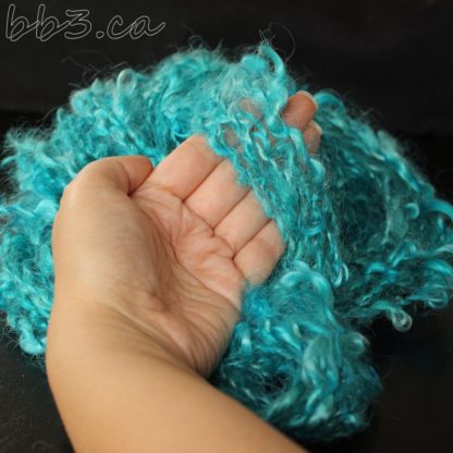 Handspun Yarn - art yarn - mohair aqua locks plied with silk