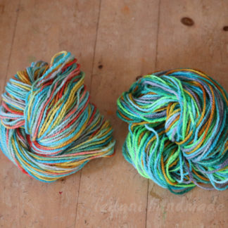 two skein bundle Canadian wool roving Jolly Rancher and Glio Fish