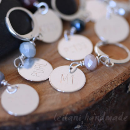 engraved knitting stitch markers silver