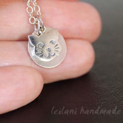 sterling silver cat face necklace