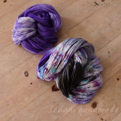 2 skein set of handspun hand dyed yarn lilac
