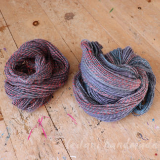 alpaca yarn 2 skein set 3ply grey with pink and soft colors