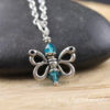 swarovski crystal butterfly charm with pewter wings
