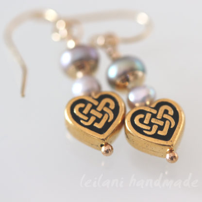 gold celtic heart earings