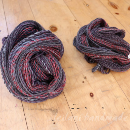 grey and cranberry handspun yarn soft
