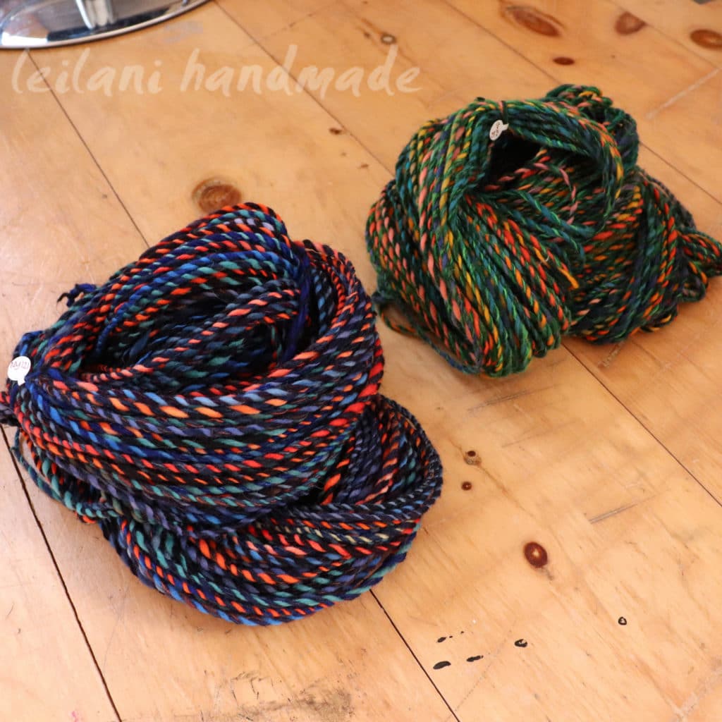 two skein handspun bundle tropical themed blues greens rainbow