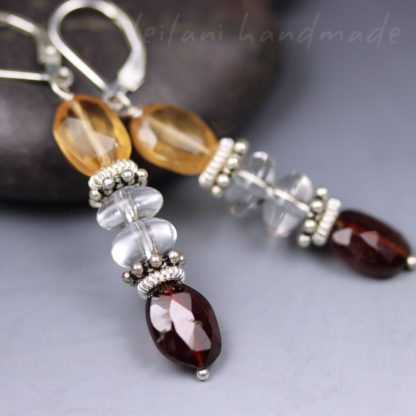 topaz and quartz dangle earrings