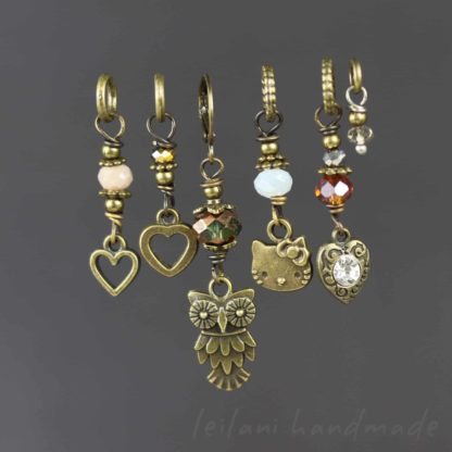 antique gold stitch marker set size small