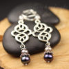 celtic knot pewter charm earrings with pearl accent