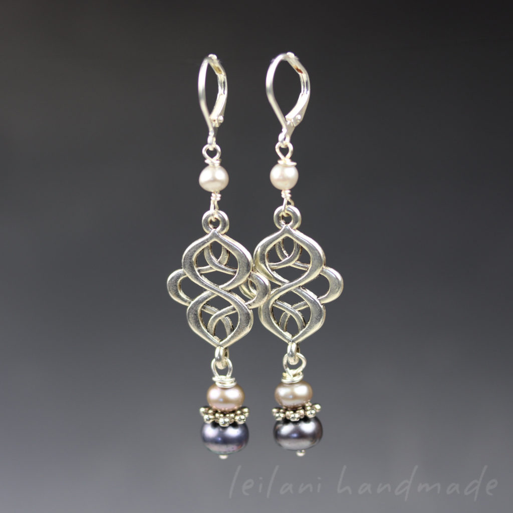 celtic knot pearl earrings