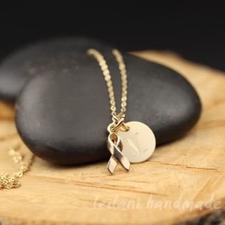 gold vermeil petite awareness ribbon charm necklace