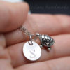 silver turtle necklace with engraved letter charm